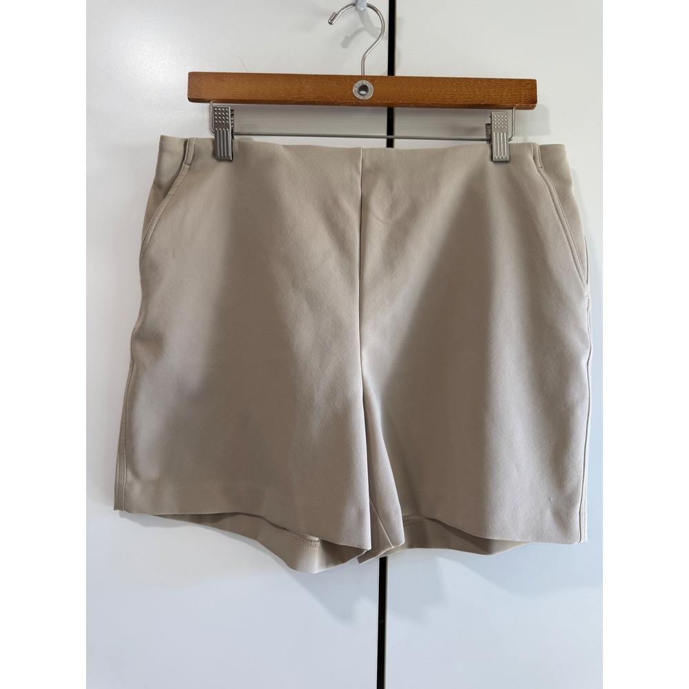 Rachel Zoe Tan Beige Tailored Shorts Womens Size 12 Mid Rise Stretch Pockets